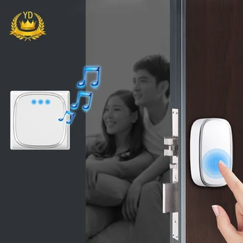 

Hot Wireless Doorbell Waterproof Door Bell House White LED Light AC 100-260V 36 Ring Tunes 4 Volume Door Chime US Plug
