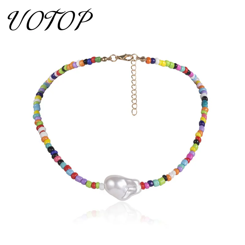

UOTOP New Boho Ethnic Style Handmade Beaded Necklace Ketting Women Bohemia Pearl Choker Collar Necklaces Collares De Moda 2019