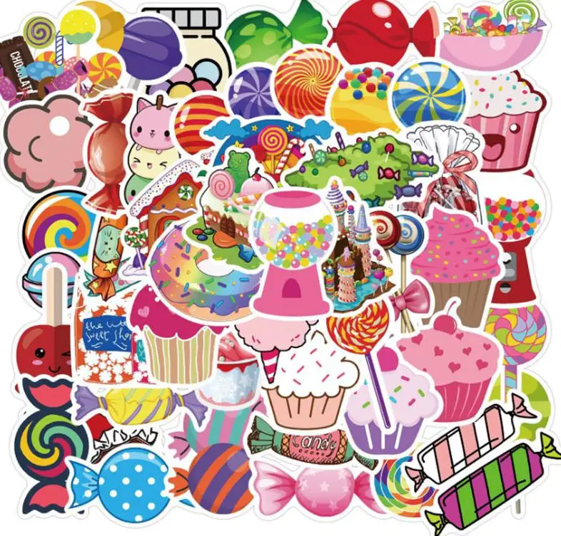 10/30/50PCS Food Colorful Candy Stickers DIY Bike Travel Luggage Guitar  Laptop Waterproof Cool Graffiti