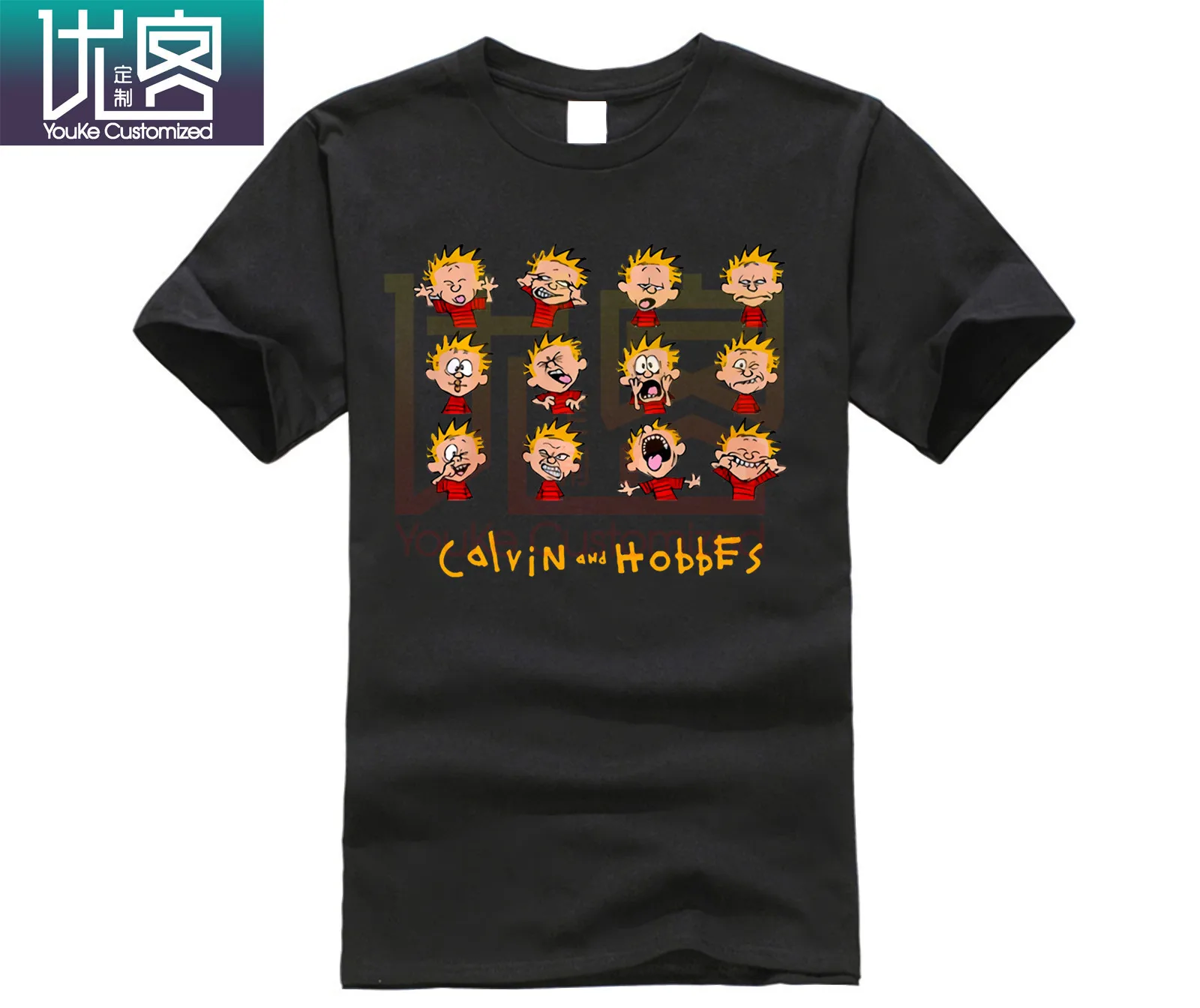 

Short sleeve t-shirt Calvin and Hobbes t-shirt geek Regular Crew Neck t-shirt for men tops T shirt