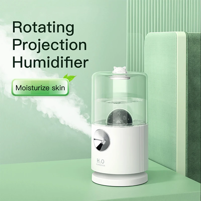 

Rotate Projection Humidifier Wireless USB Portbale Aroma Diffuser 2000mAh Battery Rechargeable Umidificador with Soft Light