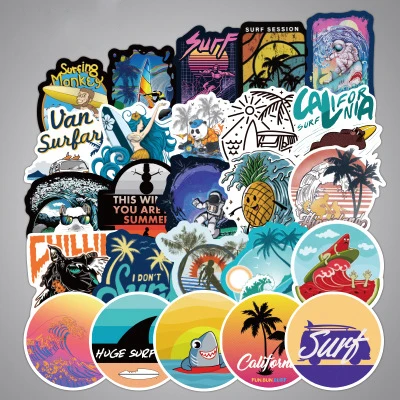 

105pcs/set Vsco Girl Stickers Summer Surfing Pattern Waterproof Stickers On Laptop Car Motorcycle Sticker Pack Pusheen