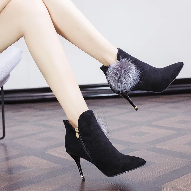 

Ankle Boots Women's Autumn And Winter 2019 New Style Martin Boots Thin Heeled Versatile Online Celebrity Thin Boots High Heel Sh