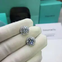 Vecalon серьга для теннисистки AAAAA Cz камень Настоящее серебро 925 проба состояние мужчины t вечерние свадебные серьги гвоздики для wo мужчин ювелирные изделия