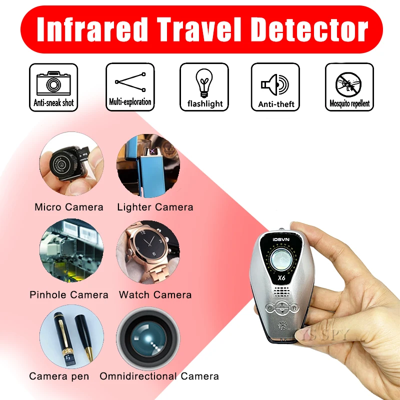 New X6 Mini Anti Spy Hidden Camera Infrared Detector Anti-Thief Mosquito Repellent Wireless GPS Locator Signal Bug Scanner Alarm