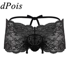 DPOIS, сексуальные трусики, мужские, кружева, перспектива, прозрачное Бандажное нижнее белье, мужское нижнее белье, низкая посадка, бикини, трусики, плюс трусики большого размера