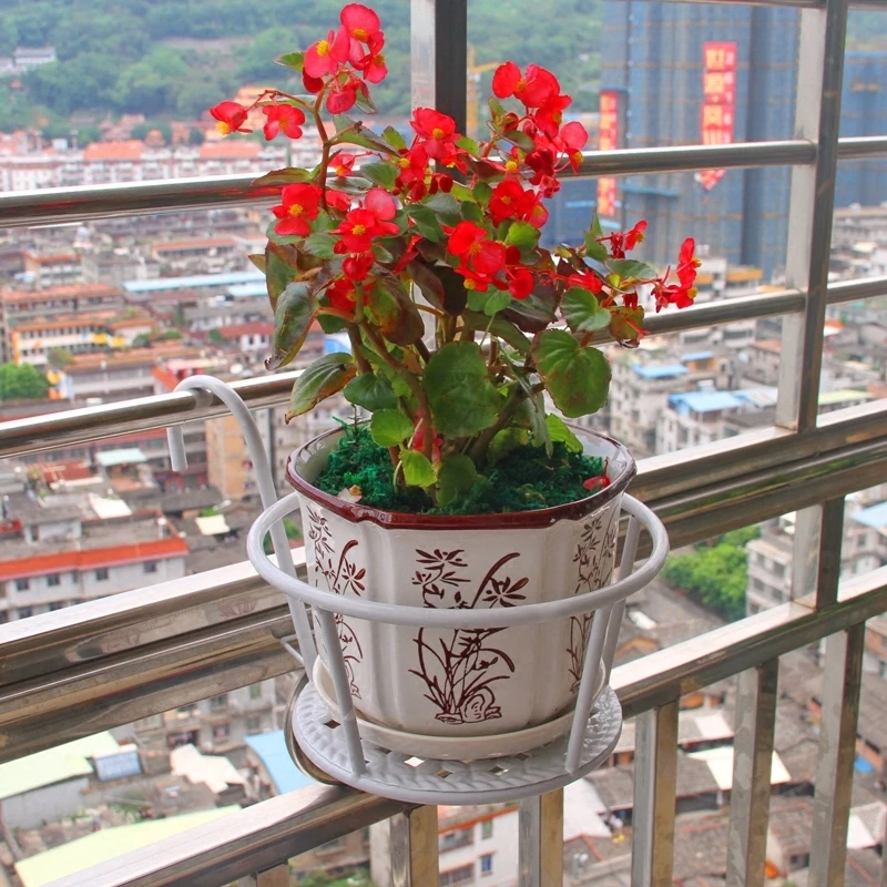 

Art Balcony Flower Rack Railing Flower Rack Guardrail Hanging Type Flowerpot Frame Suspension Hanging Basket Frame Household