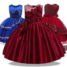 Г. Зимнее платье для девочек; элегантные Детские платья для девочек; детская одежда; платье принцессы с цветочным рисунком; торжественное вечернее платье на свадьбу