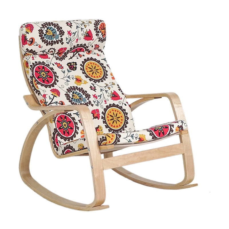 Silla mecedora de madera para adultos, asiento de cojín de tela, muebles modernos para sala de estar|Sillas sala estar| - AliExpress