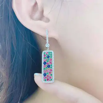 

janeklly Trendy Squa're Dangling Drop Earrings, Women's Accessories, Full Cubic Zirconia Earrings, Jewelry, pendientes mujer mod