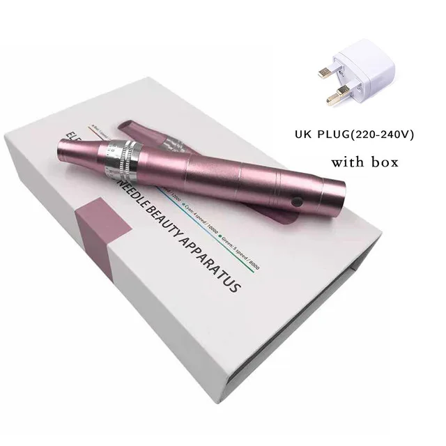 UK plug with box Электрическая Дерма ручка, беспроводное устройство, тату, микроблейдинг, Дерма, иглы для татуировки, Dr, ручка, пистолет, мезотерапия, макияж лица, уход за кожей - Габаритные размеры: UK plug with box