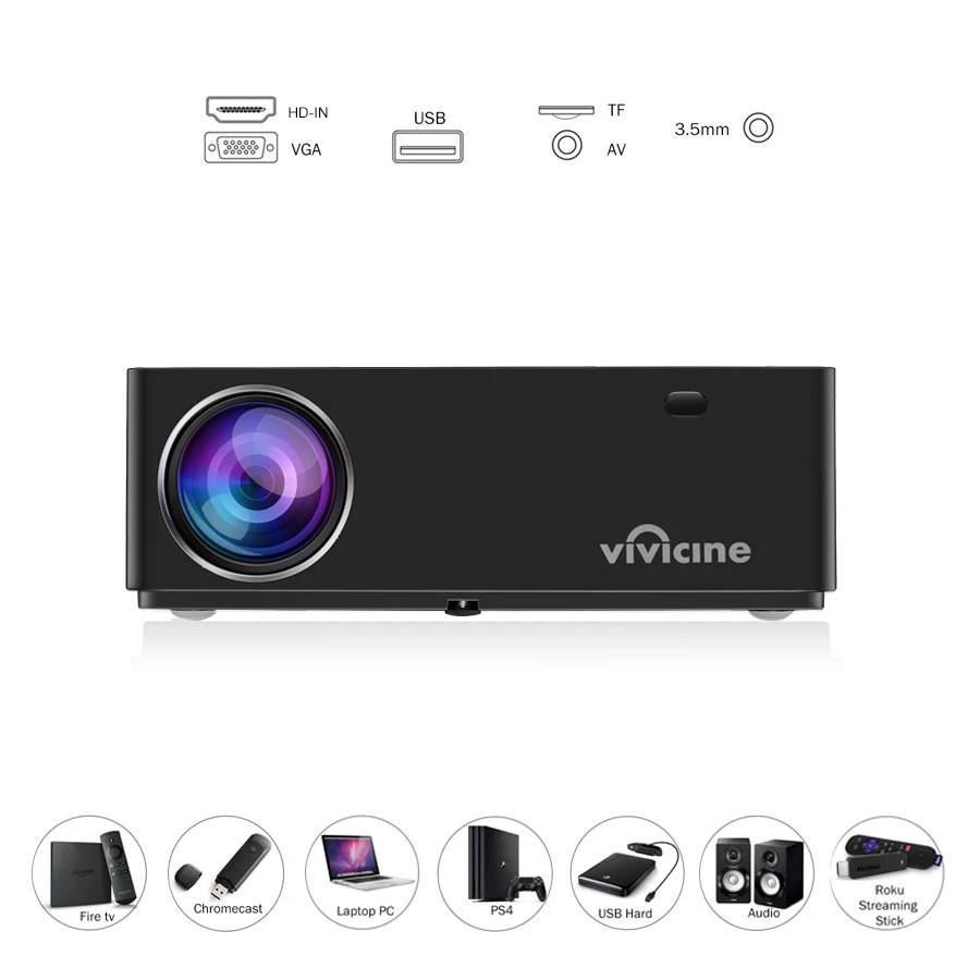 2021 Upgraded Vivicine M20 Full HD 1080p LED Home Theater Projector,1920x1080p Video Game Overhead Proyector Beamer Support AC3