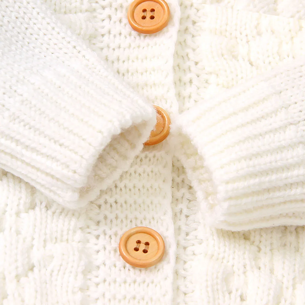 Детская вязаная зимняя теплая куртка для новорожденных девочек и мальчиков; хлопковые свитера с пуговицами; повседневное пальто с капюшоном и длинными рукавами; одежда для детей; Новинка