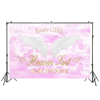

Photography Backdrop Angel Girl Baby Shower Background Sky White Clouds White Sngel Wings Background for Photo Shoot SM-753