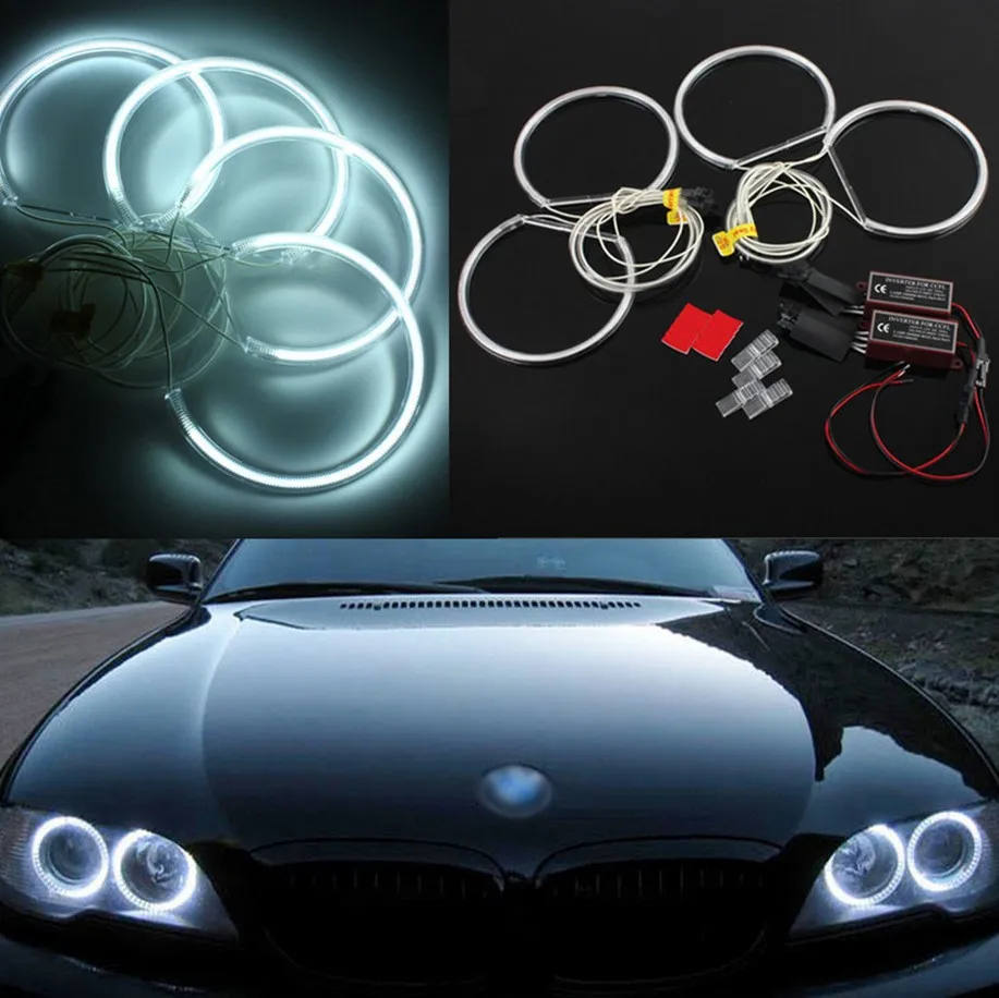 

for BMW E36 E38 E39 E46 projector Ultra bright SMD white LED angel eyes 2600LM 12V halo ring kit daytime light 131mmx4