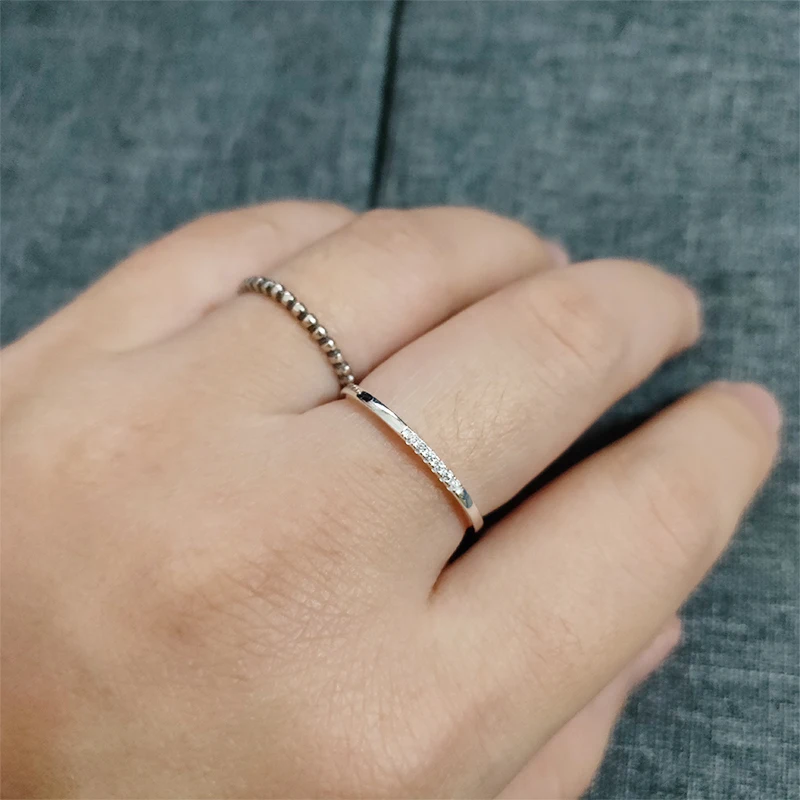 Штабелируемое 925 пробы Серебряное кольцо для женщин минималистичное круглое циркониевое Серебро 925 кольца для девушек и женщин кольцо на кастет Размер 8