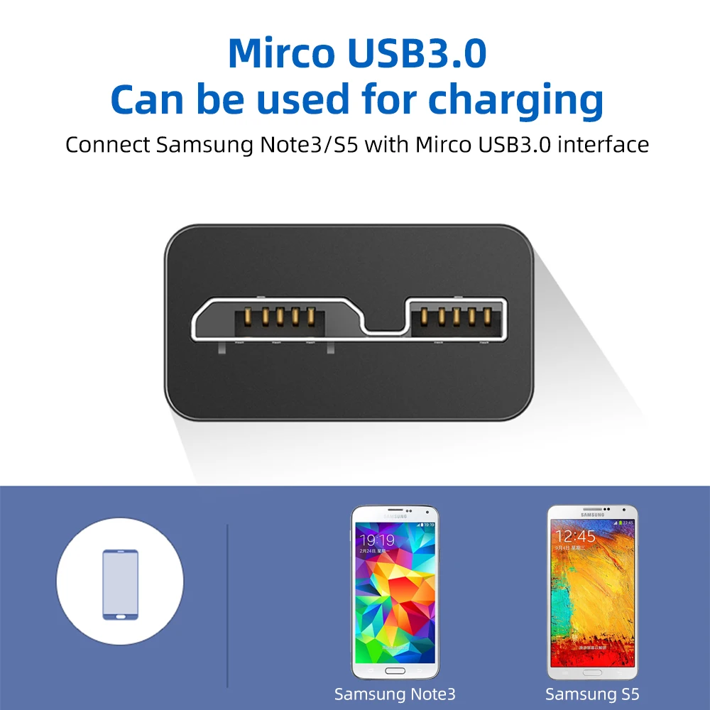 FONKEN USB 3.0 Micro B USB câble USB A à Micro B câble de données 1M pour Samsung NOTE3 S5 charge HDD disque dur disque externe fil ► Photo 2/6