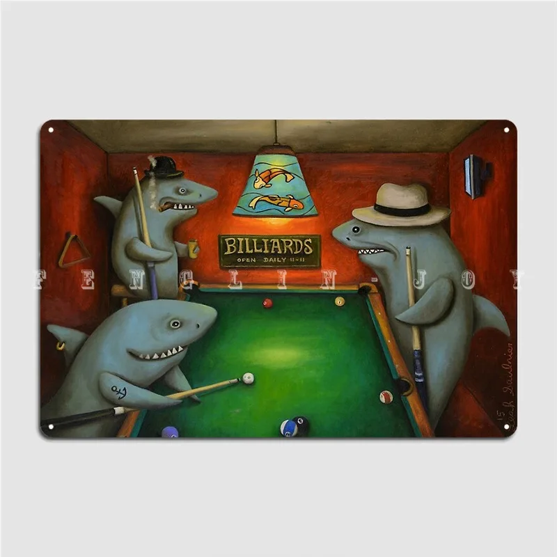 

Pool Sharks Metal Sign Cinema Kitchen Bar Cave Design Poster Tin Sign Poster