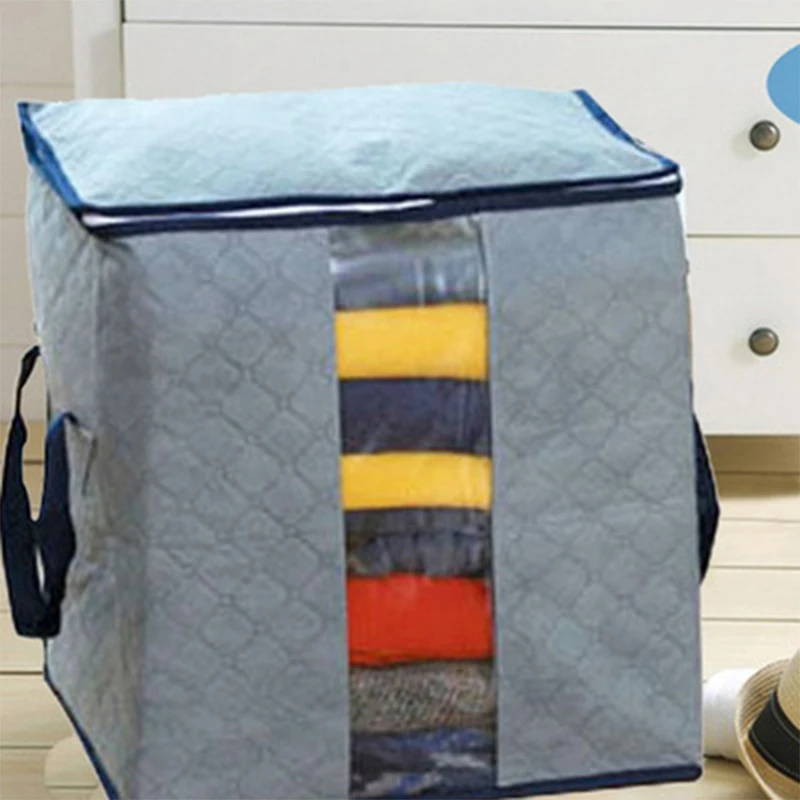 Foldable Storage Box Portable Clothes Organizer Tidy Pouch Suitcase Non-woven Home Storage Box Quilt Storage Container Bag Box