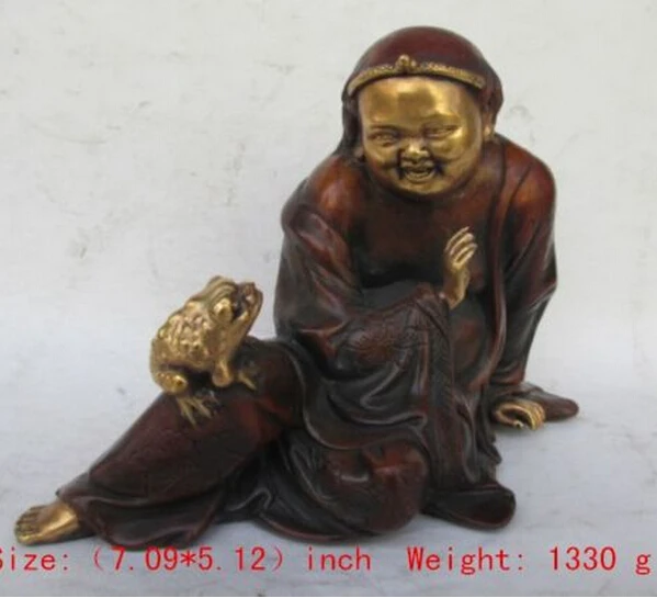 1016++ продуманные китайские лягушки и позолоченный медный Будда(fu gui chan shen