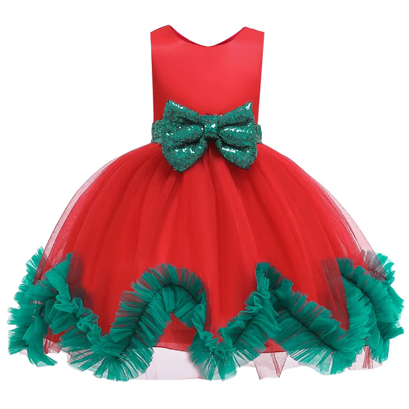 Детское летнее рождественское вечернее платье в европейском и американском стиле; платье принцессы для девочек; красные, зеленые вечерние платья для малышей - Цвет: as picture