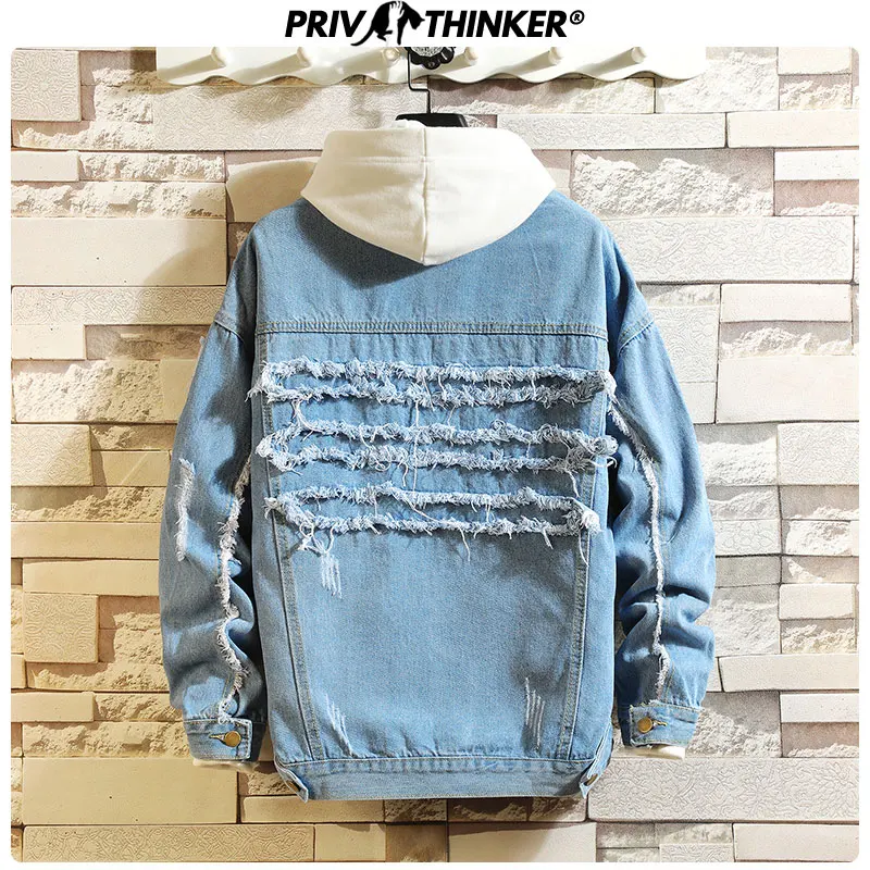 

Privathinker 2019 Solid Denim Jacket Mens Autumn Casual Slim Fit Bomber Jackets Men Jean Jacket Mens Outwear Male Cowboy S-5XL