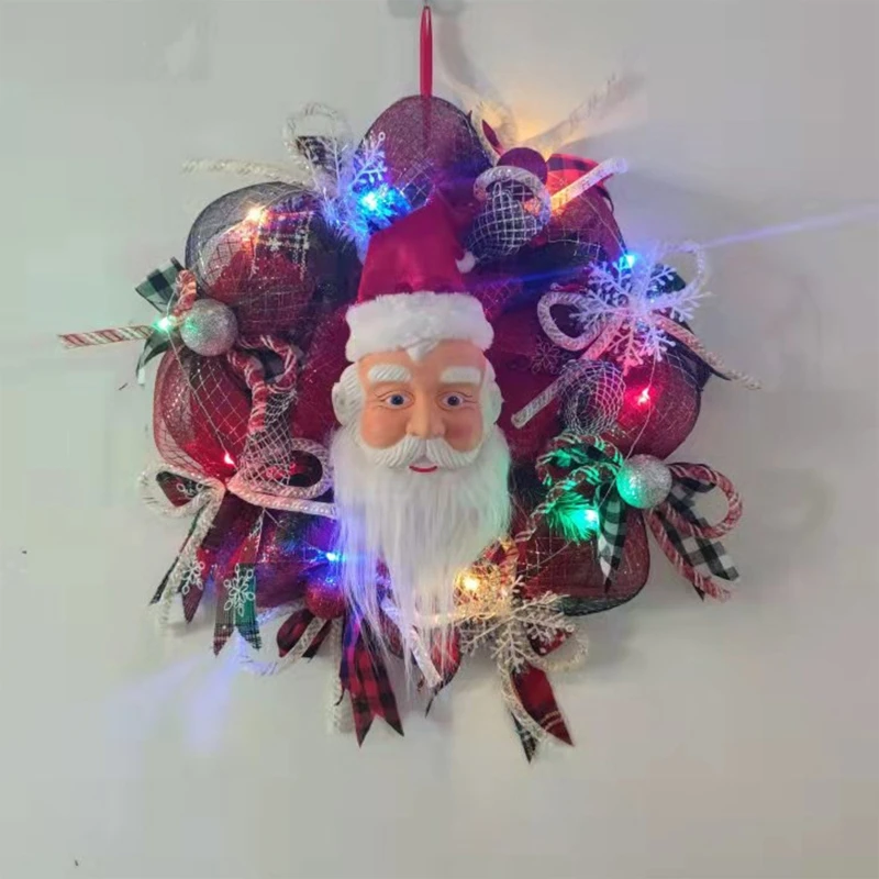 

Santa Claus Wreath Red Xmas Hanging Ornaments Front Door Wall Decor Merry Christmas Wreath Indoor Winter Holiday Wreaths