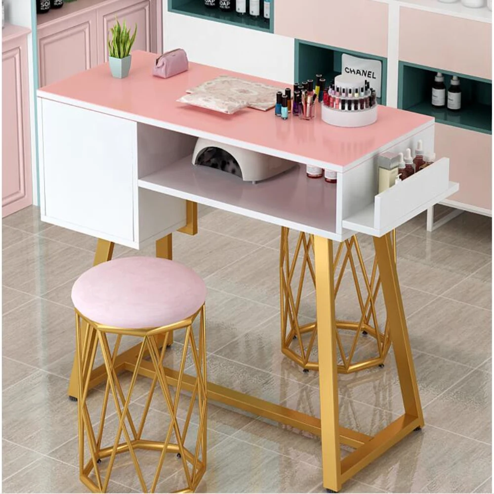 Manicure table and chair set net celebrity nail table iron art single and double nail salon manicure