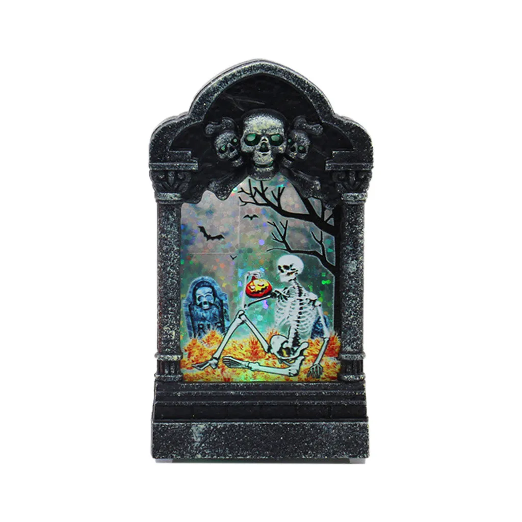 C Halloween Desktop Decoration Glowing Tombstone Glowing Ornament Home KTV Props - Цвет: C