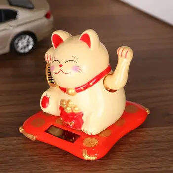 

Creative Cute 2.5 inch Shaking Hands Solar Lucky Fortune Cat Wealth Waving Figurines Crafts Miniatures Ornament Gift