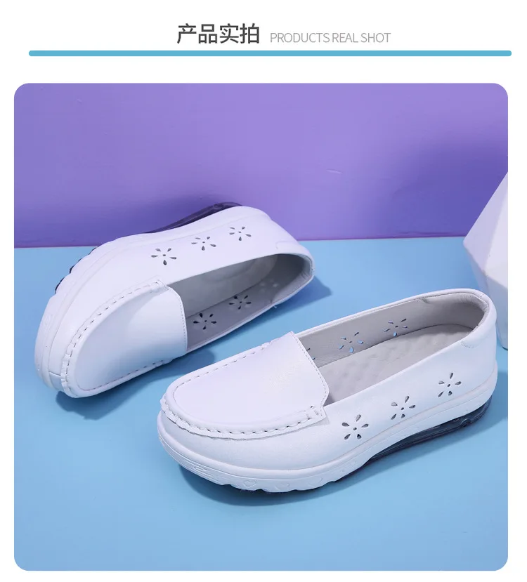 Women's shoes Cotton nurse shoes women casual soft sole summer white wedge leather mother shoes air cushion sole