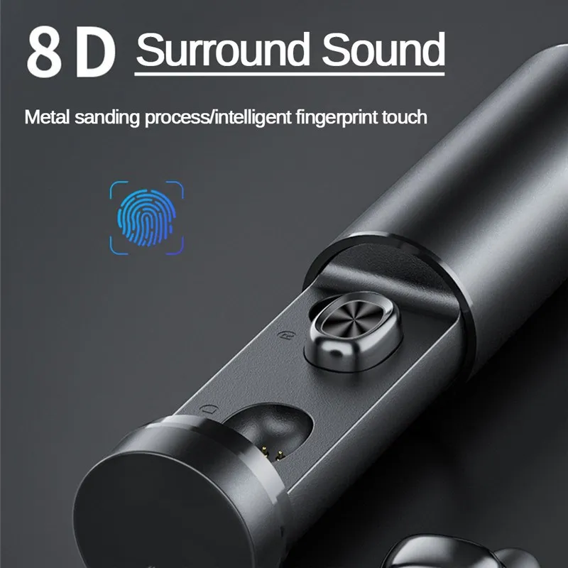 Shoumi TWS Wireless Earphone Bluetooth Headset Stereo in Ear Sports Earbuds with Power Digital Display Touch Mic for Tablet