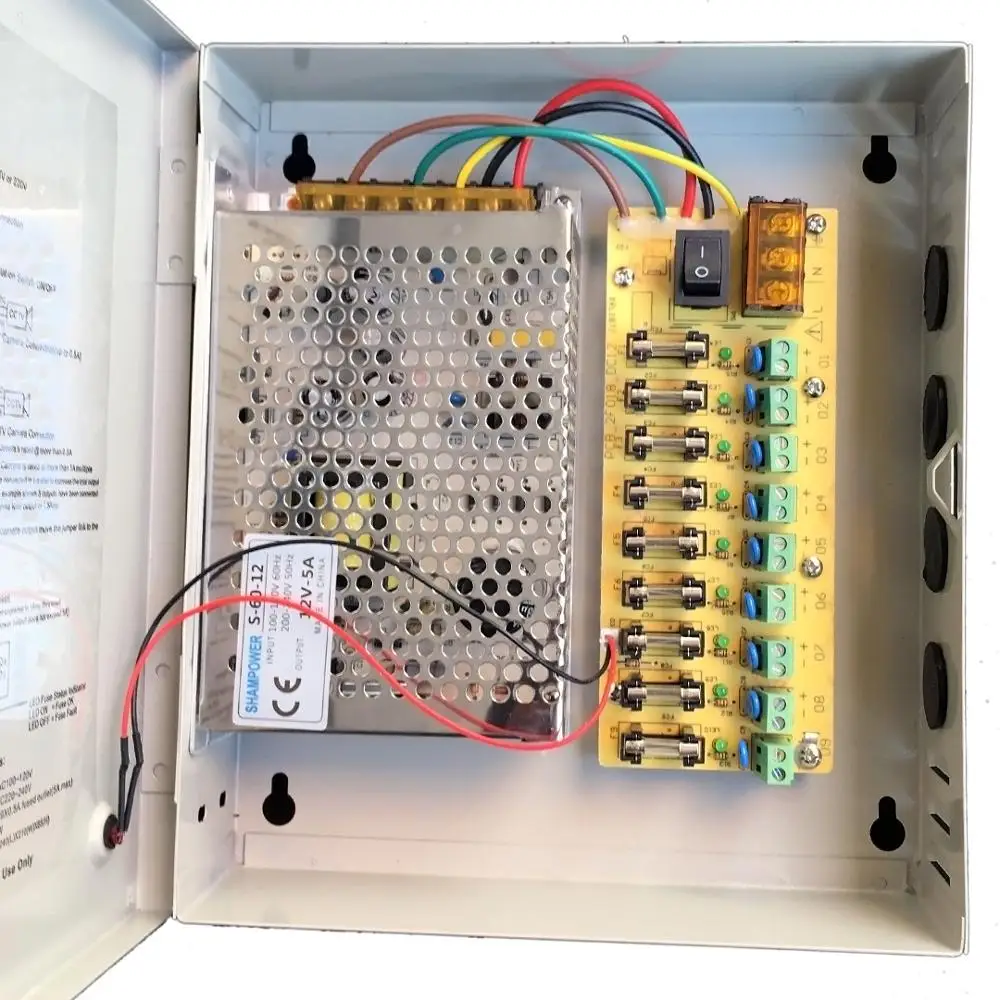 9CH DC12V 5A CCTV камера блок питания адаптер переключения коробка распределения 9