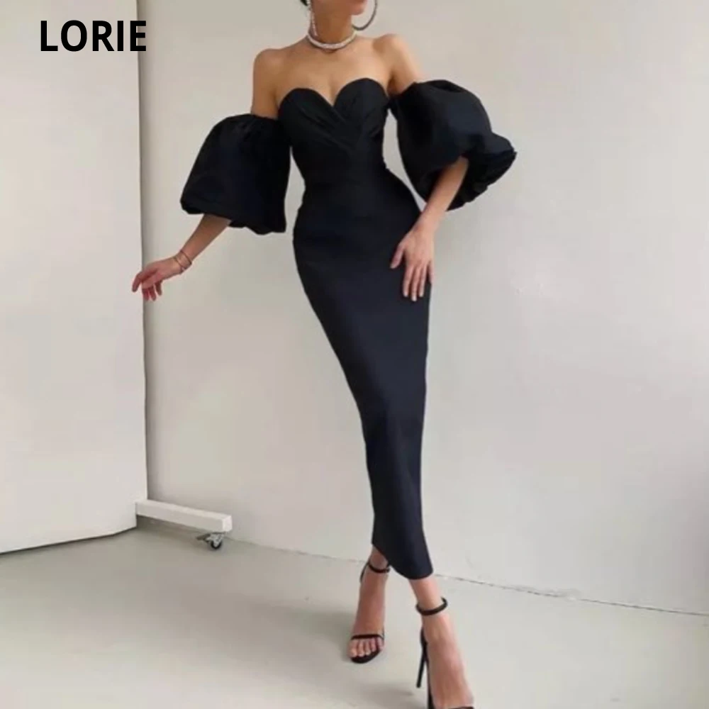 

LORIE Satin Mermaid Evening Dresses 2024 Sweetheart Pleat Wedding Guest Prom Gowns Vestidos De Festa Custom Made Puff Sleeves