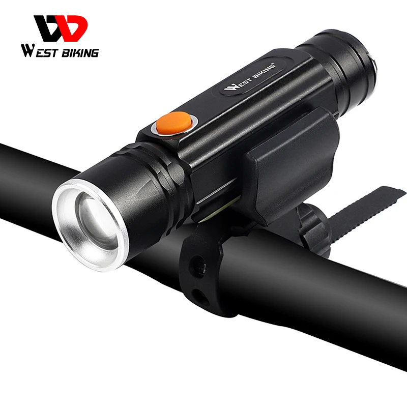 

WEST BIKING велосипед светильник непромокаемая Масштабируемая вспышка светильник USB перезаряжаемая головка из алюминиевого сплава светильник MTB велосипедный Руль Передняя лампа