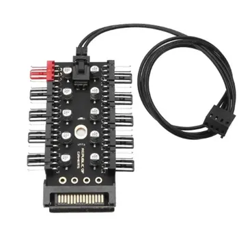 

PC 1 to 10 4Pin Cooling Fans Hub Splitter Cable 12V PWM LED Sata Power Suppply Adapter Speed Controller For Computer
