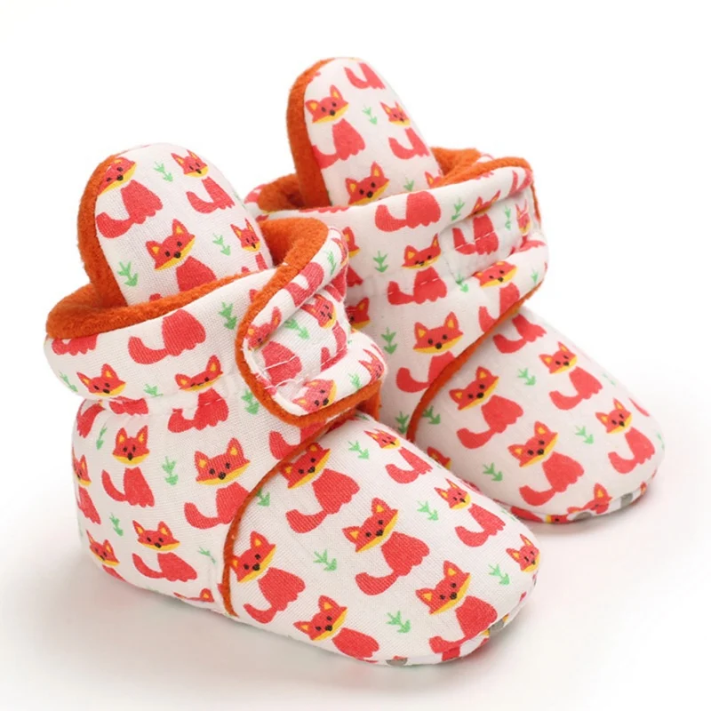 

Autumn Winter Newborn Baby Girl Boy Cotton Warm Boots Kintted Flowers Knit Solid Hook Ankle Length Baby Shoes