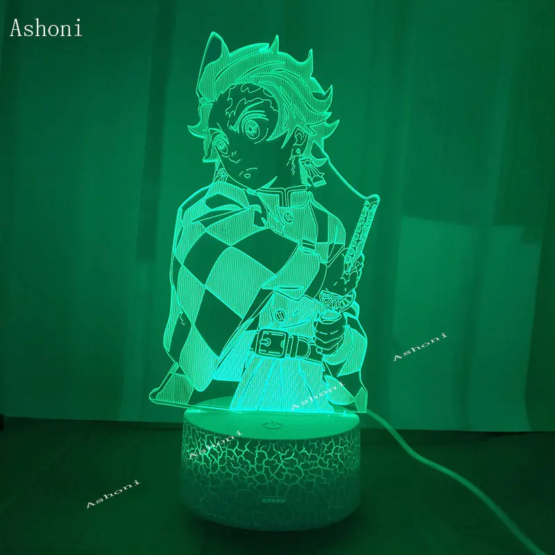 Demon Slayer 3D Визуальный светодиодный ночной Светильник фигурки Tanjirou аниме Kimetsu No Yaiba цветная модель игрушки для детей Рождественский подарок