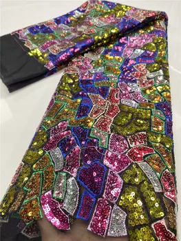 

New Arrival fashion African Mesh Lace Fabric 2020 High Quality Sequins French Tulle Lace Fabric For Wedding Dress Party Sewing