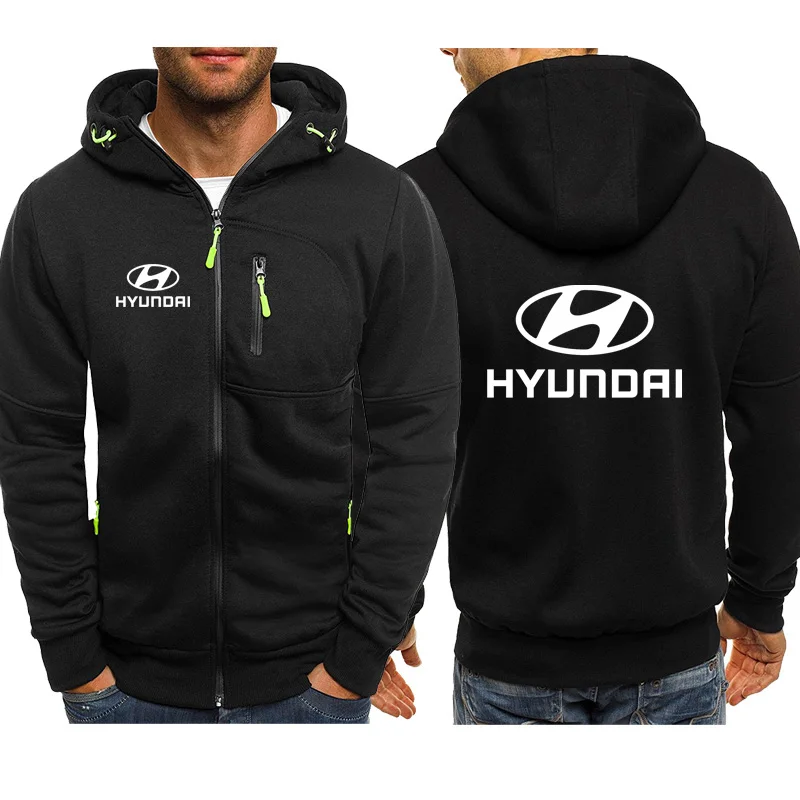Толстовки с капюшоном и Для мужчин автомобиль Hyundai логотип печати Повседневное в стиле «хип-хоп» Толстовка Harajuku толстовки с капюшоном мужская молния куртка мужская одежда с капюшоном