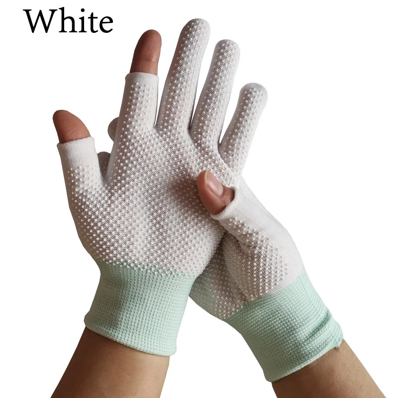 1 Pair Men Nylon Gloves Show Two Fingers Winter Autumn Touch Screen Sport Cycling Unisex Adult Driving Typing Fishing Mitten