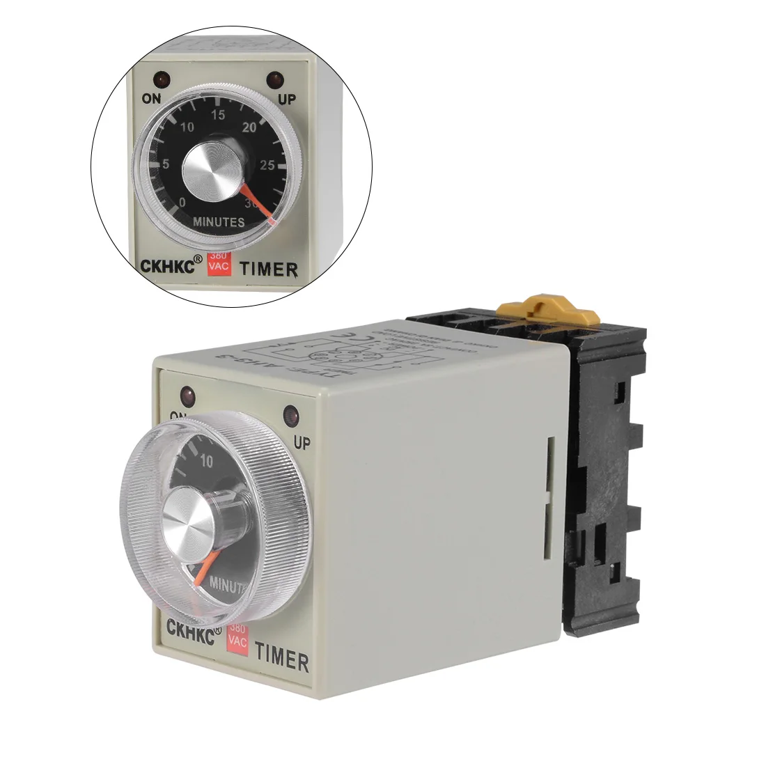 

uxcell AC380V 30M 8 Terminals Range Adjustable Delay Timer Time Relay AH3-3 w base