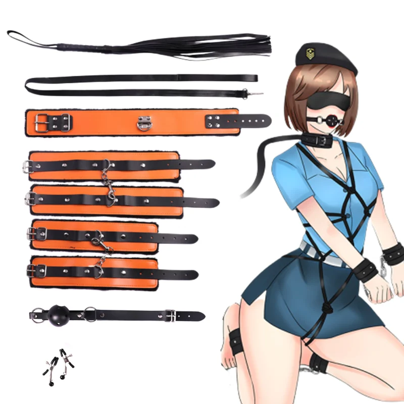 7 шт. игрушки для БДСМ набор кожаных инструментов наручники кляп рта интимные