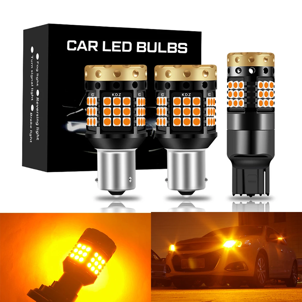 

2pcs BA15S P21W BAU15S PY21W No Hyper Flash W21W WY21W 7440 7440NA LED Turn Signal Light Bulbs Canbus Error Free Car Lamp Amber