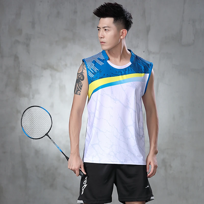 New men's sports Tops tennis/Badminton clothes sleeveless T shirts+shorts Hot 