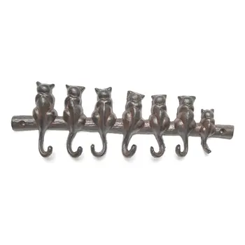 

Rustic 7 Cats Iron Key Rack with 7 Hooks Hanging Coat Hat Bag Home Porch Decor