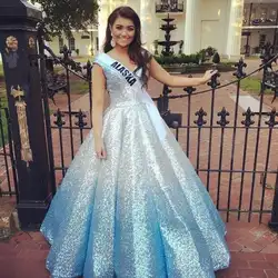 SuperKimJo Vestido Formatura градиентные синие Бальные платья для выпускного вечера Блестящие Блестки пышные платья для женщин Vestido De 15 Anos