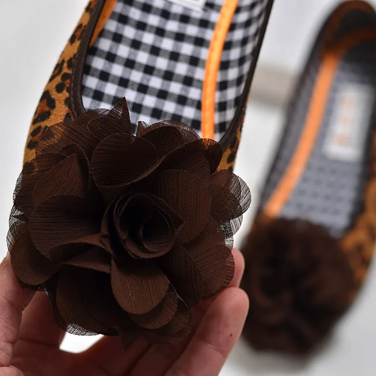 

2019 New Style Leopord Pattern WOMEN'S Shoes round Shallow Mouth Flat Moccosins Big Flower Work Shoes Old Beijing Cloth Shoes Sh