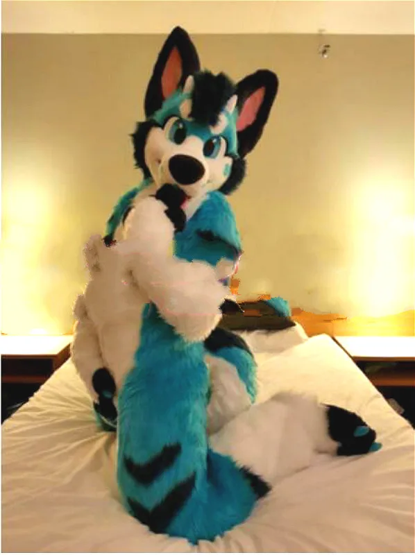 Blue Long Fur Husky Dog Fursuit Mascot 