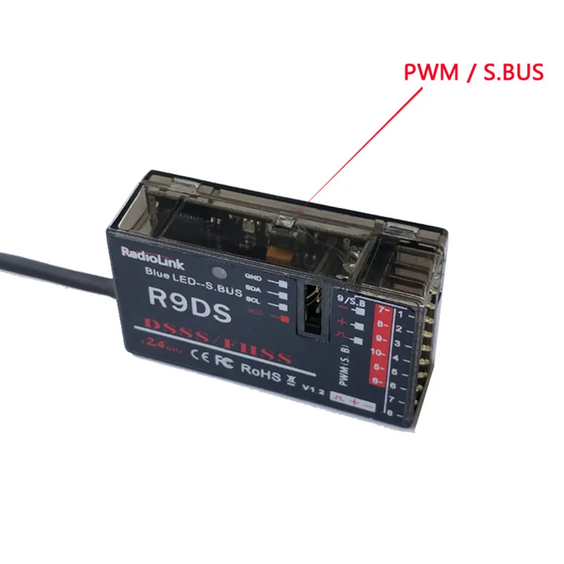 

Hot 1PC R9DS Receiver 9 Channel 2.4GHz AT9 AT9S Remote Control S.BUS for RC Drone FPV Quadcopter Spare Parts Accessories